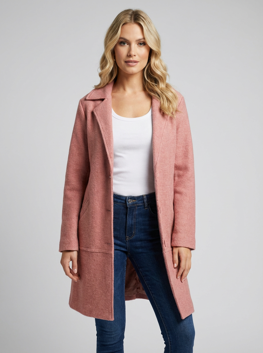 Long Coat Notch Collar Casual