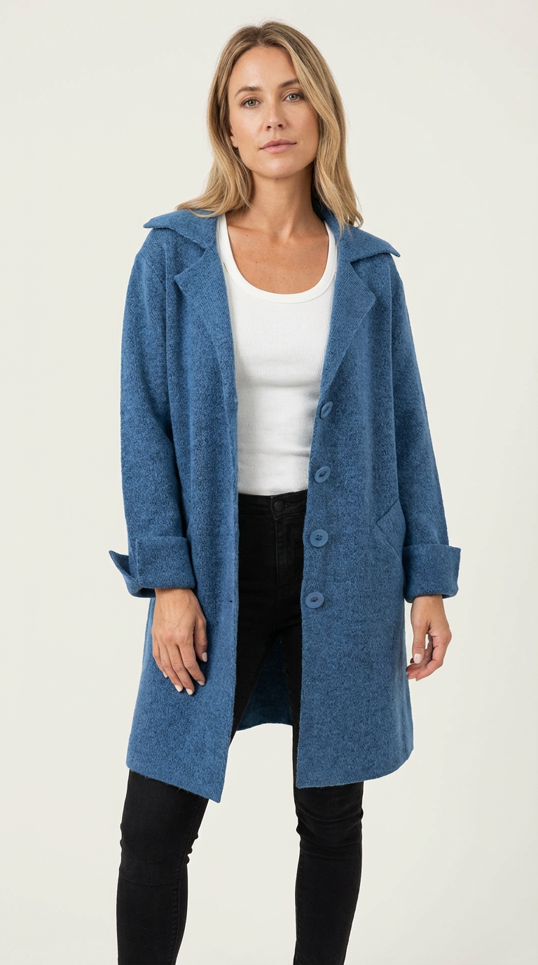 Long Coat Notch Collar Casual