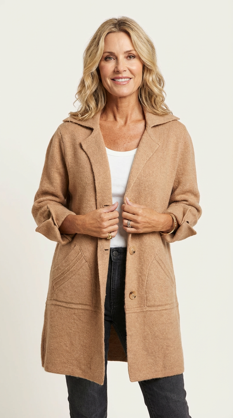 Long Coat Notch Collar Casual