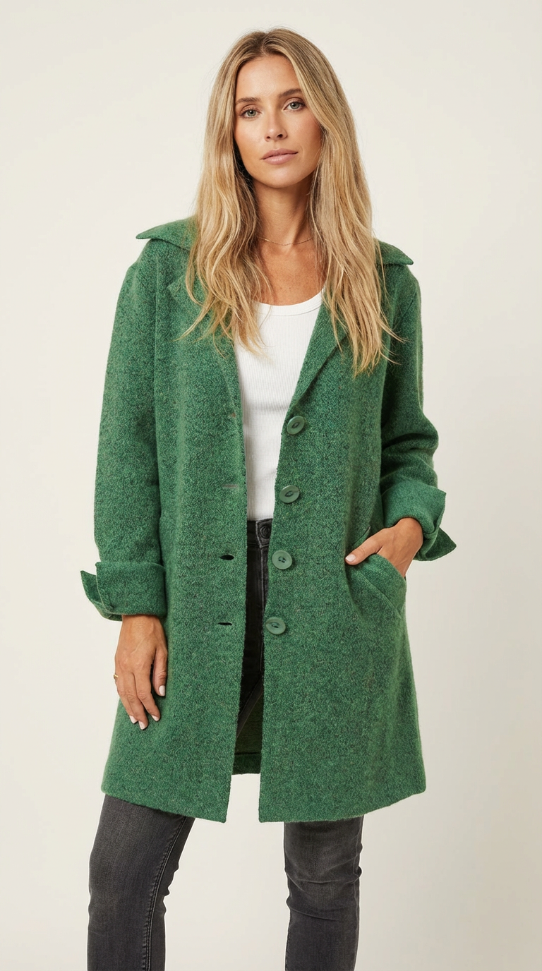 Long Coat Notch Collar Casual