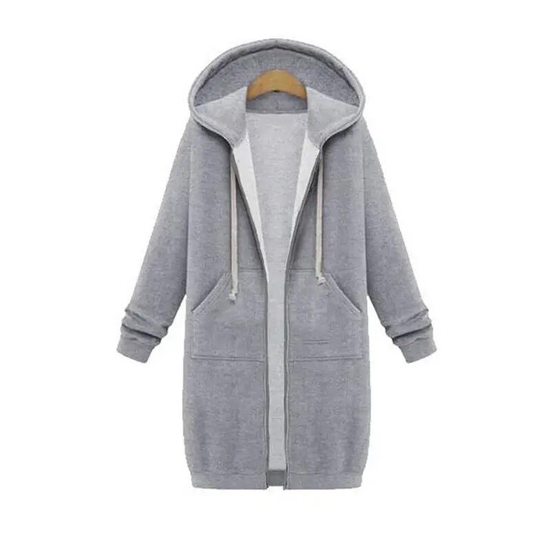 Hoodie Longline Full Zip Patch Pockets
