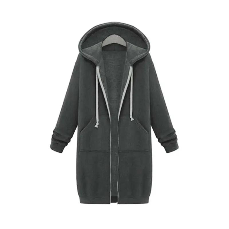 Hoodie Longline Full Zip Patch Pockets