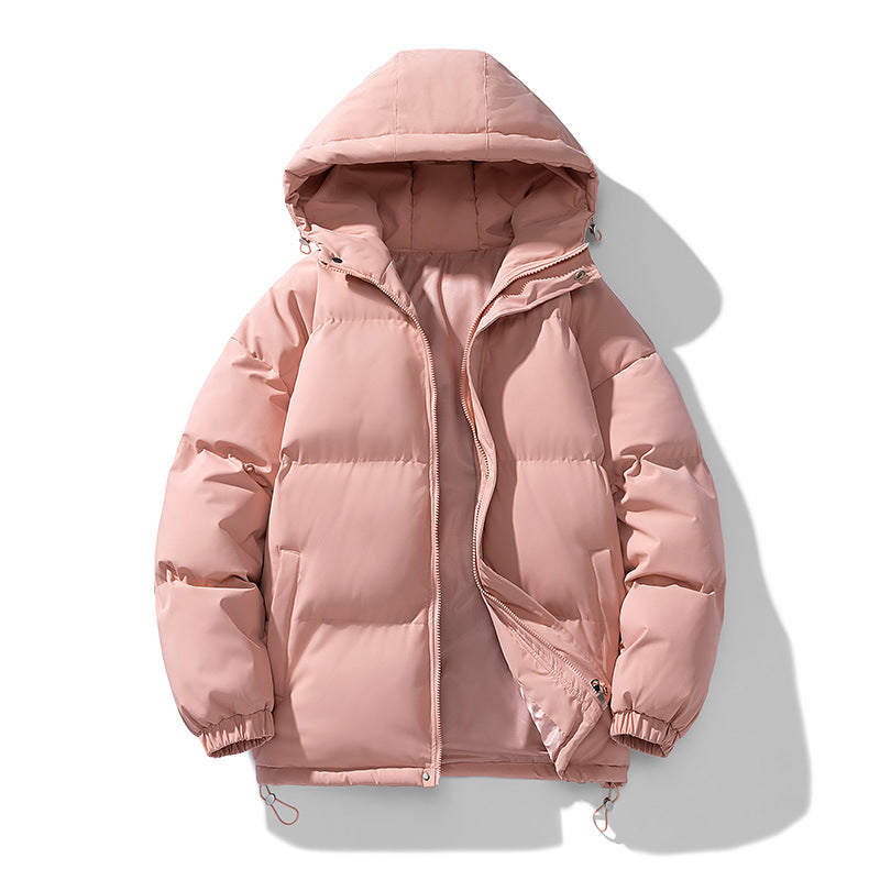 Quilted Puffer Jacket Hooded Zip Front