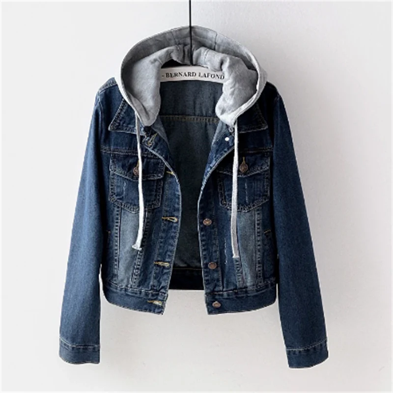 Denim Jacket Removable Hood Casual Fit