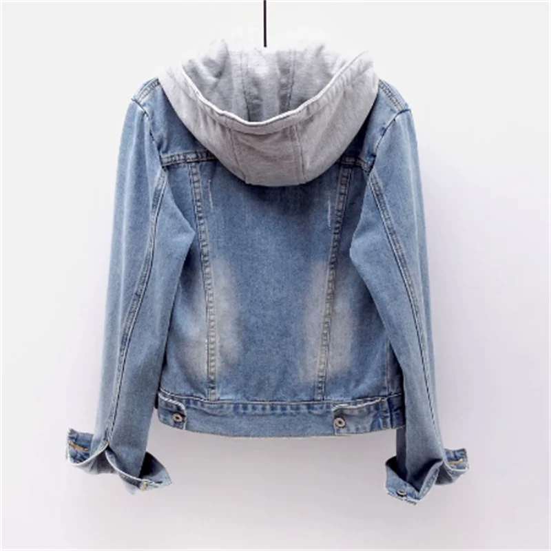 Denim Jacket Removable Hood Casual Fit