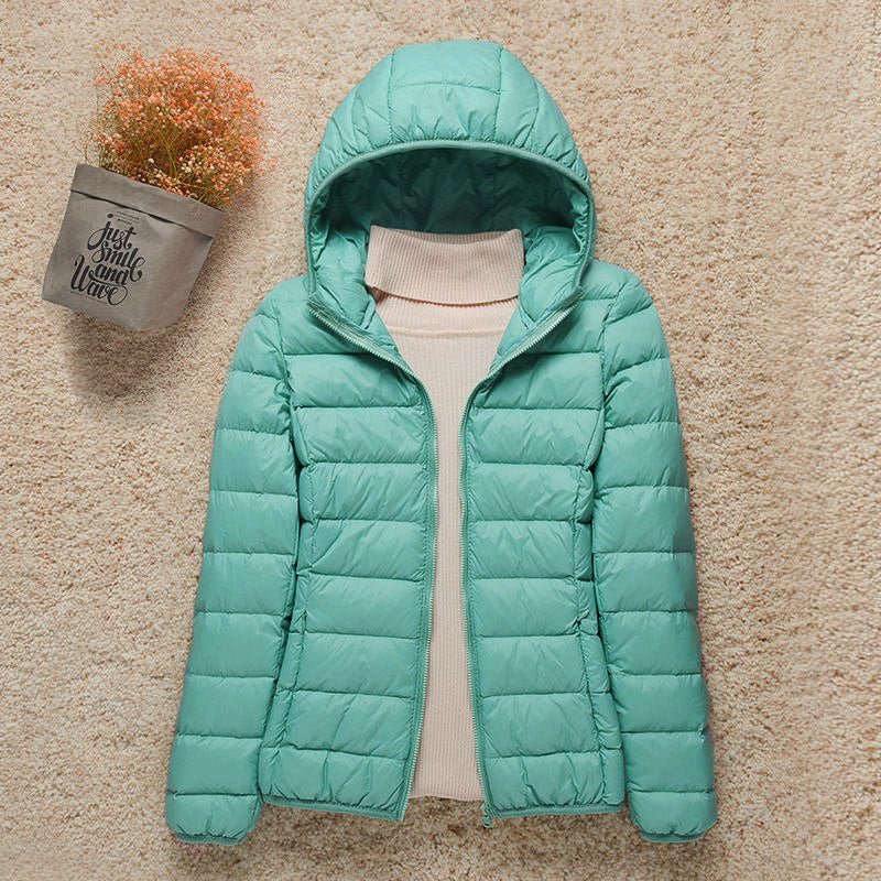 Ultralight quilted padded jacket in dark blue, front view