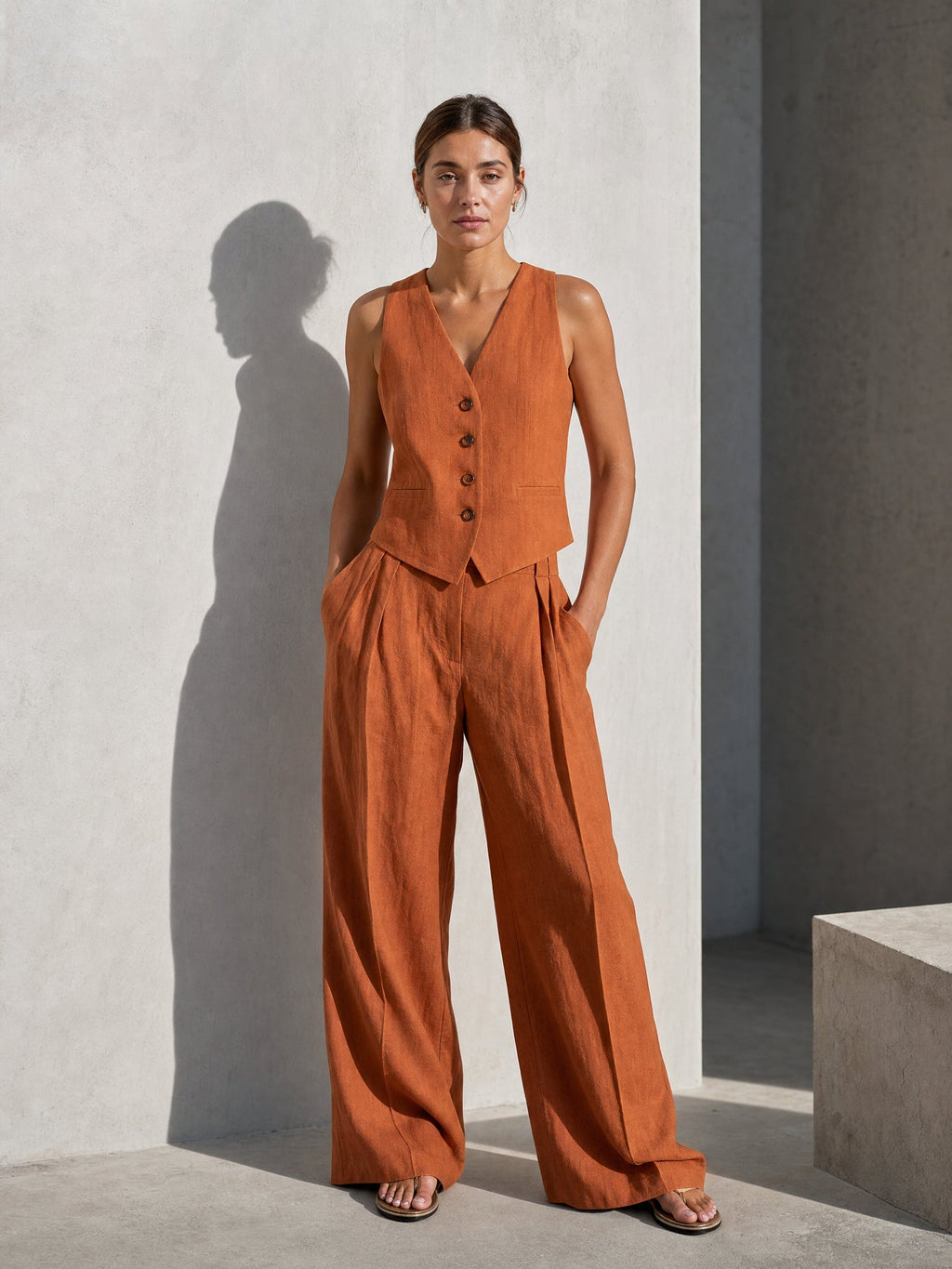 Linen Two Piece Trouser Set