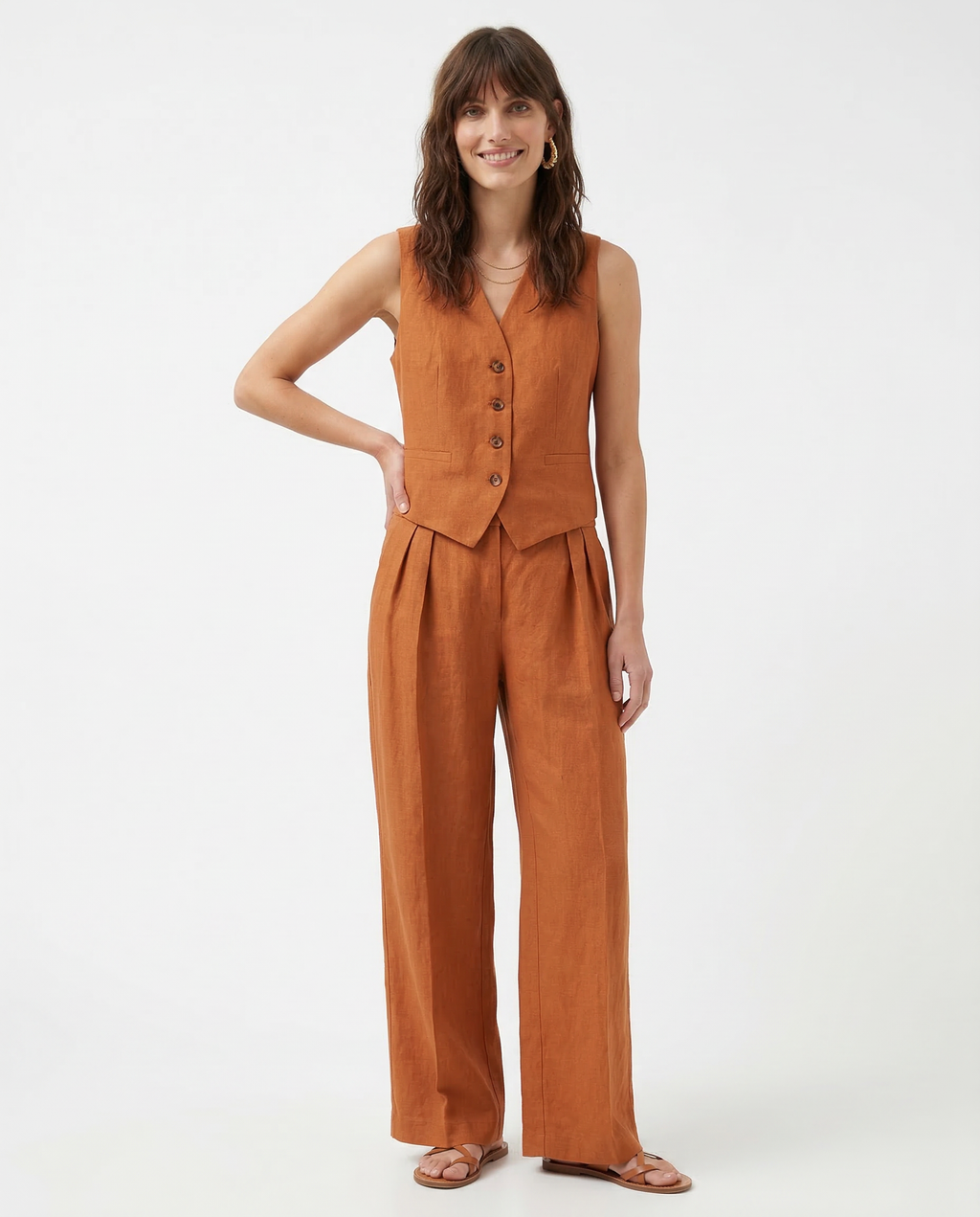 Linen Two Piece Trouser Set