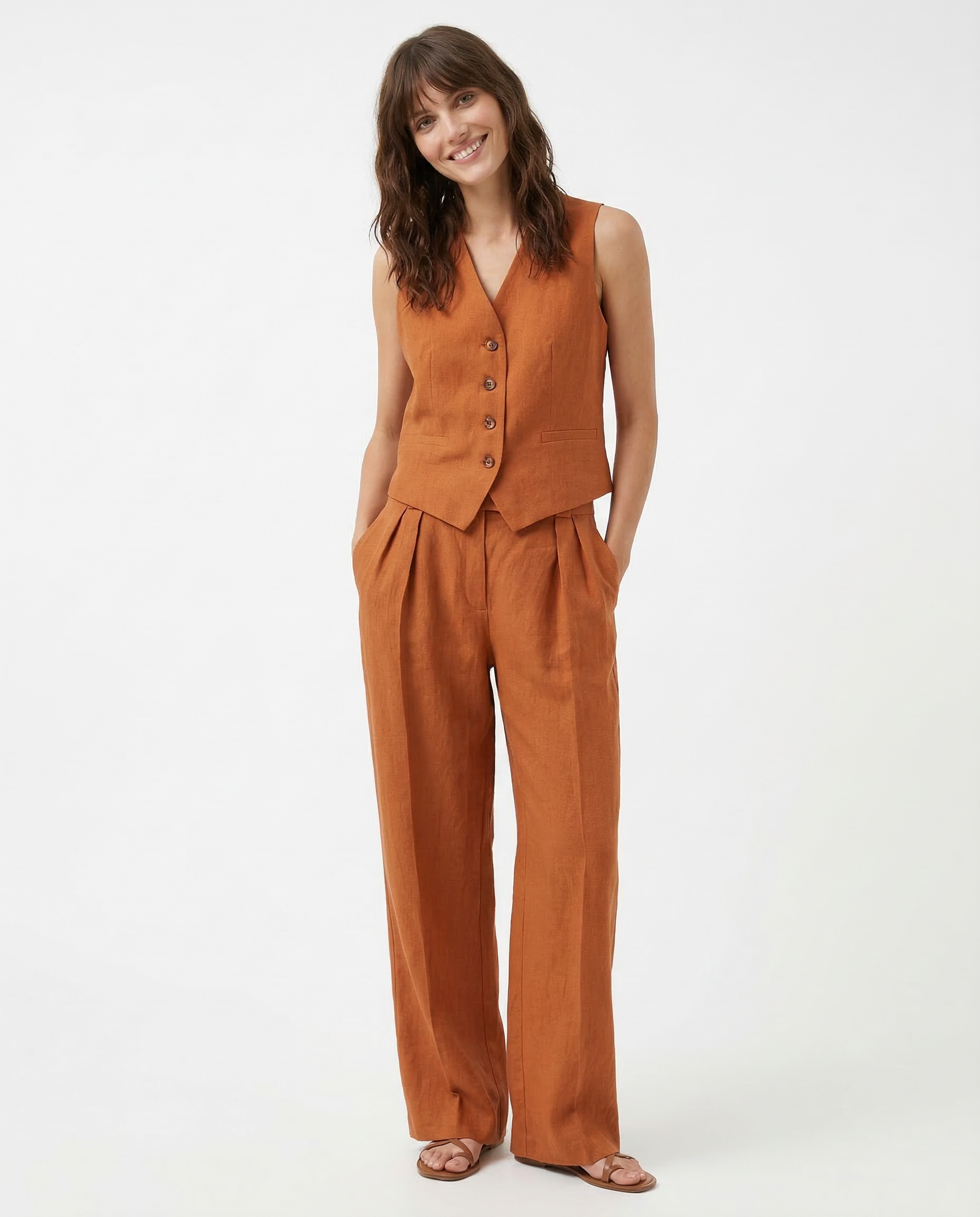 Linen Two Piece Trouser Set