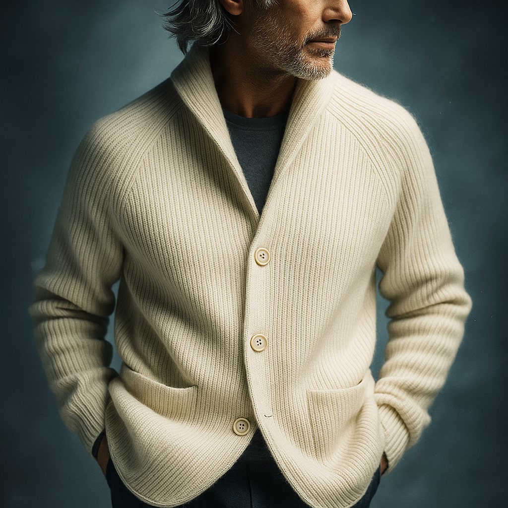 Cardigan Wool Blend Shawl Collar Buttons