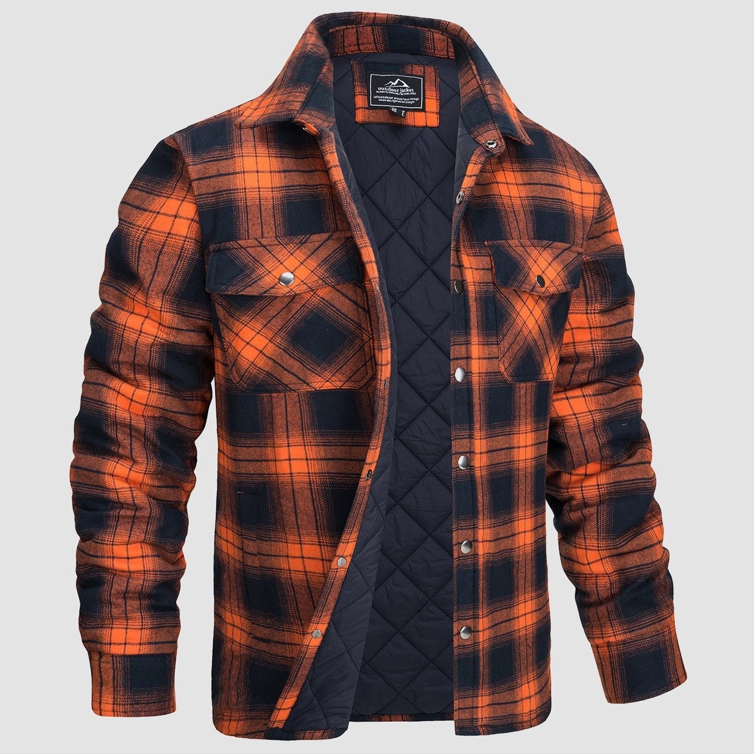 Quilted Flannel Jacket Padded Warm