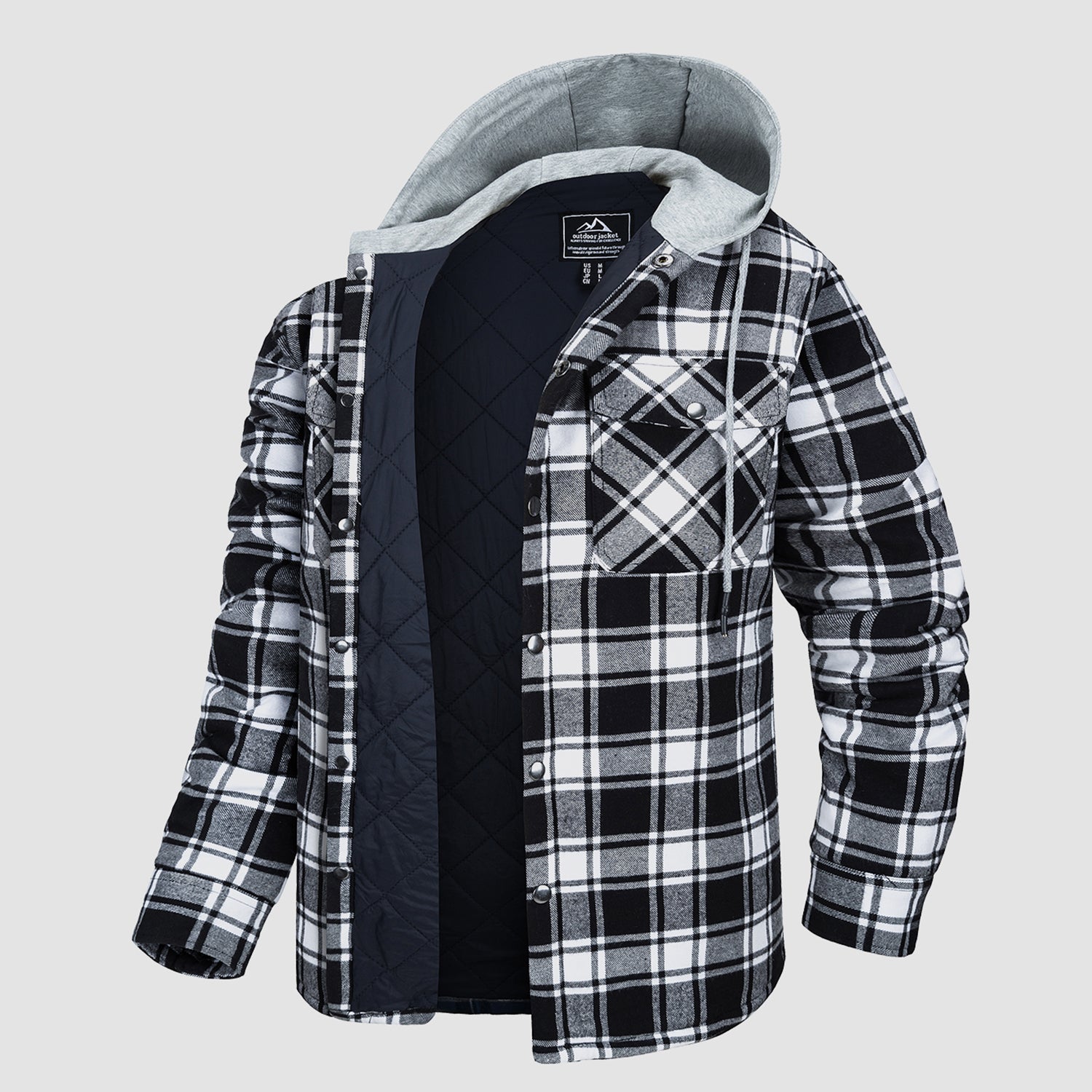 Hooded Quilted Jacket Warm Flannel Style