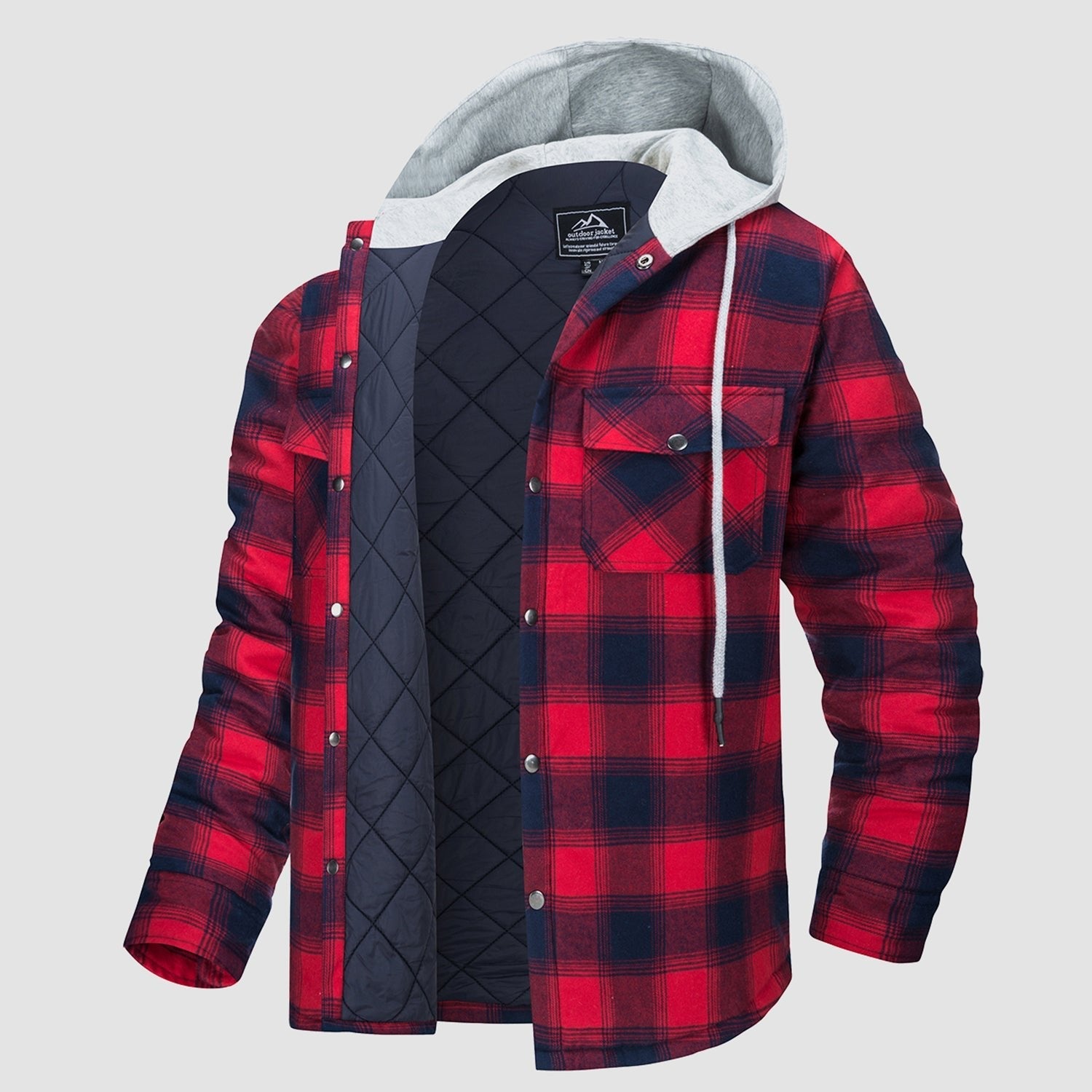 Hooded Quilted Jacket Warm Flannel Style