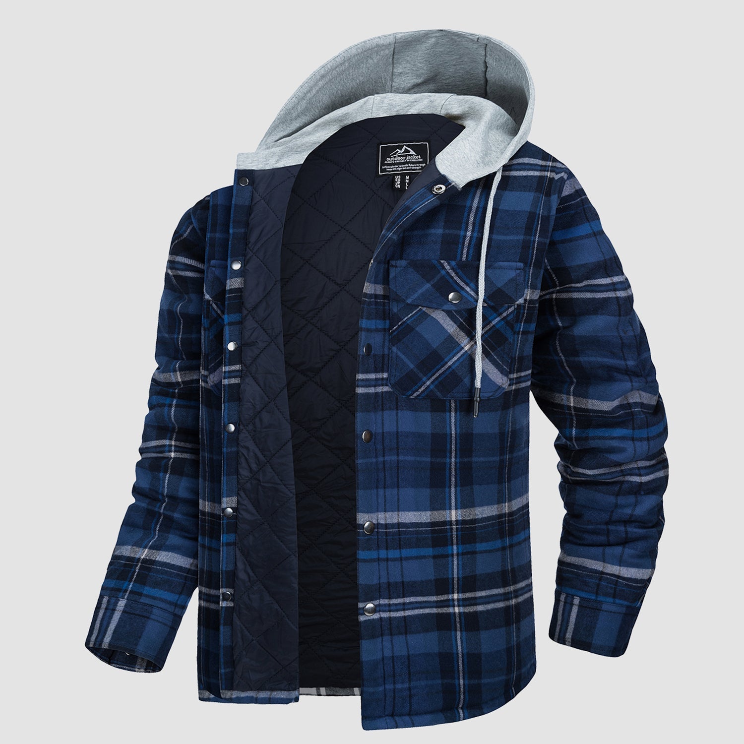 Hooded Quilted Jacket Warm Flannel Style
