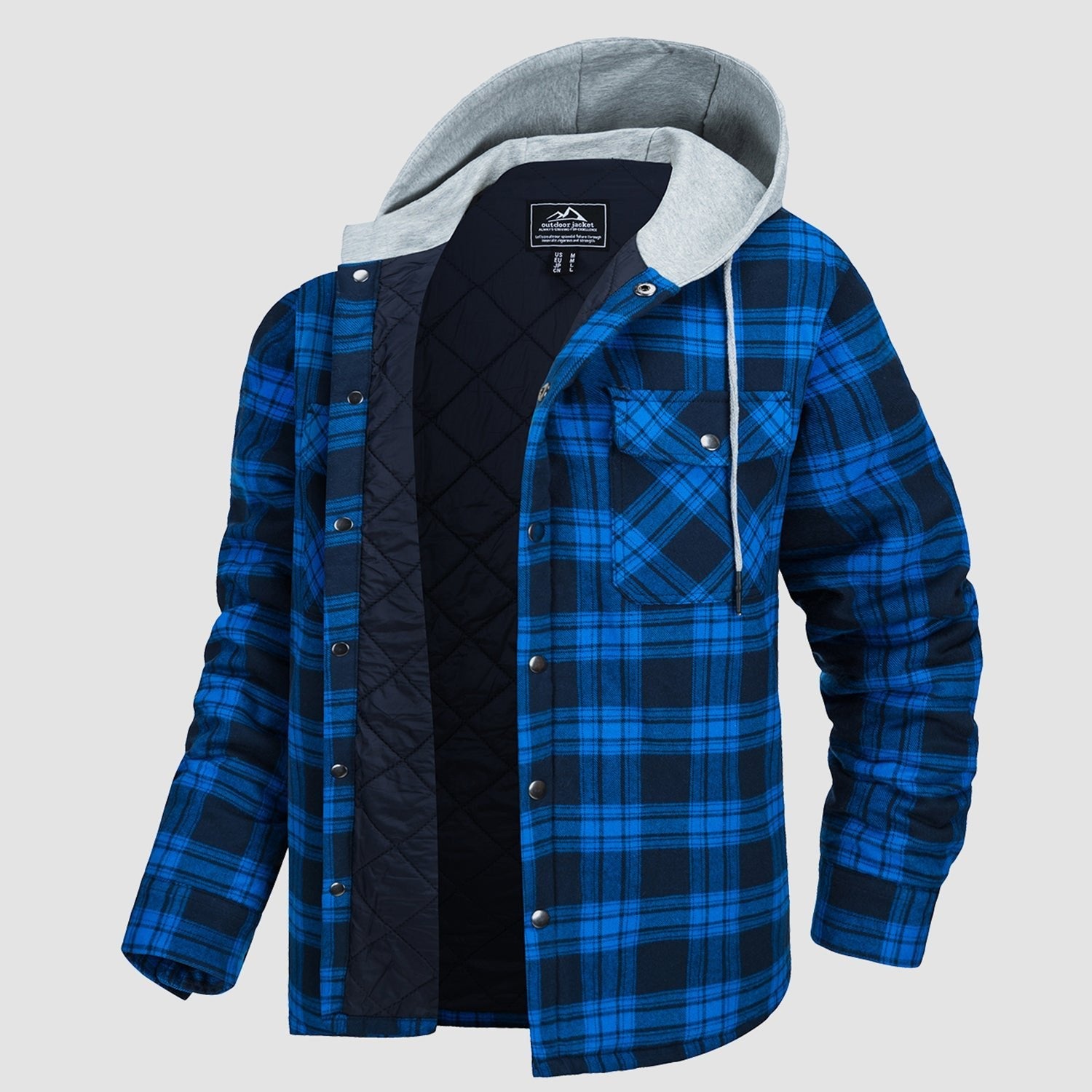 Hooded Quilted Jacket Warm Flannel Style