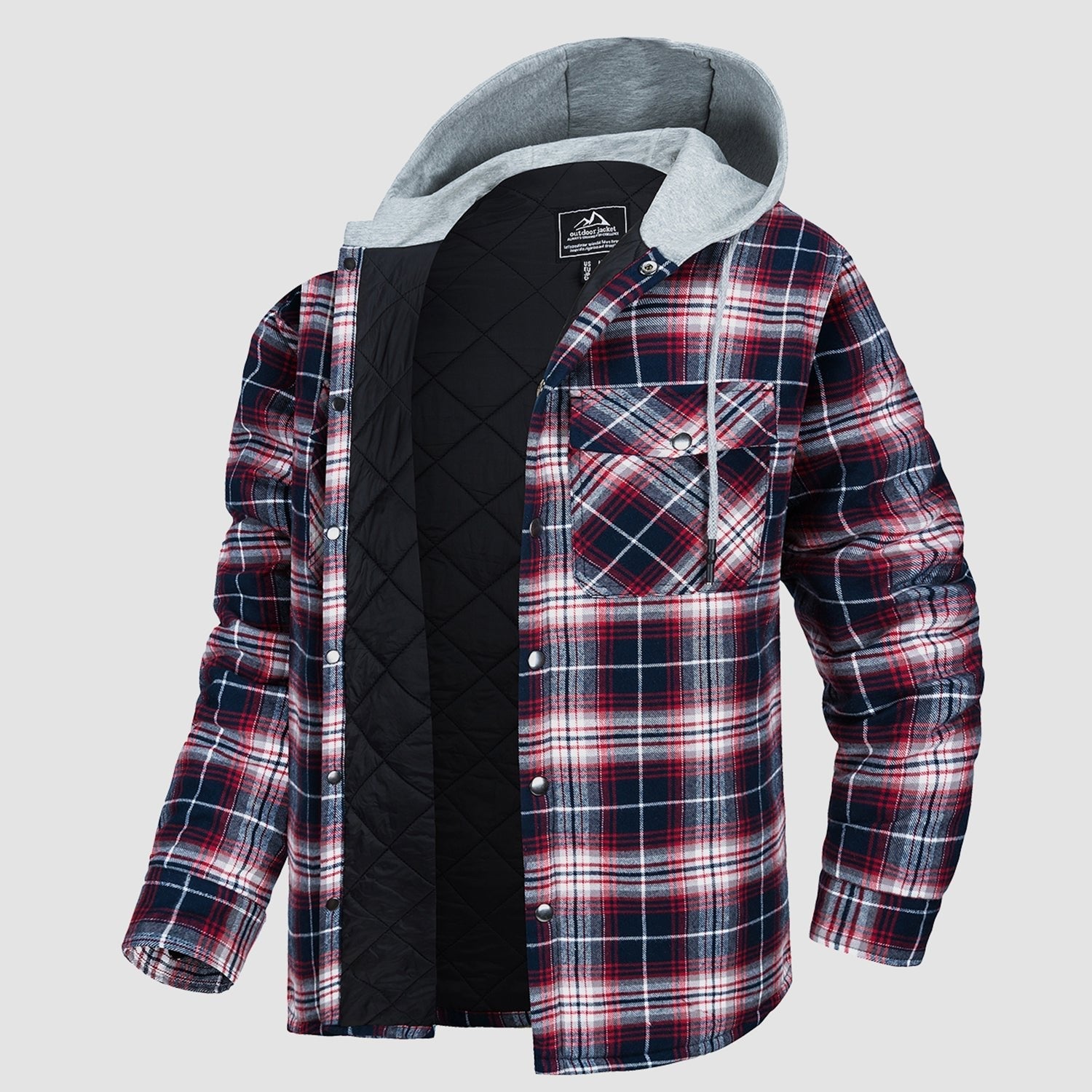 Hooded Quilted Jacket Warm Flannel Style