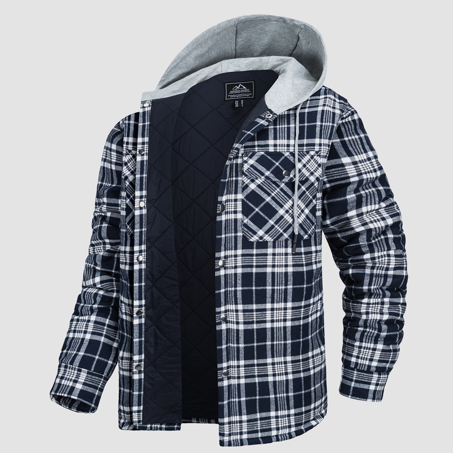 Hooded Quilted Jacket Warm Flannel Style