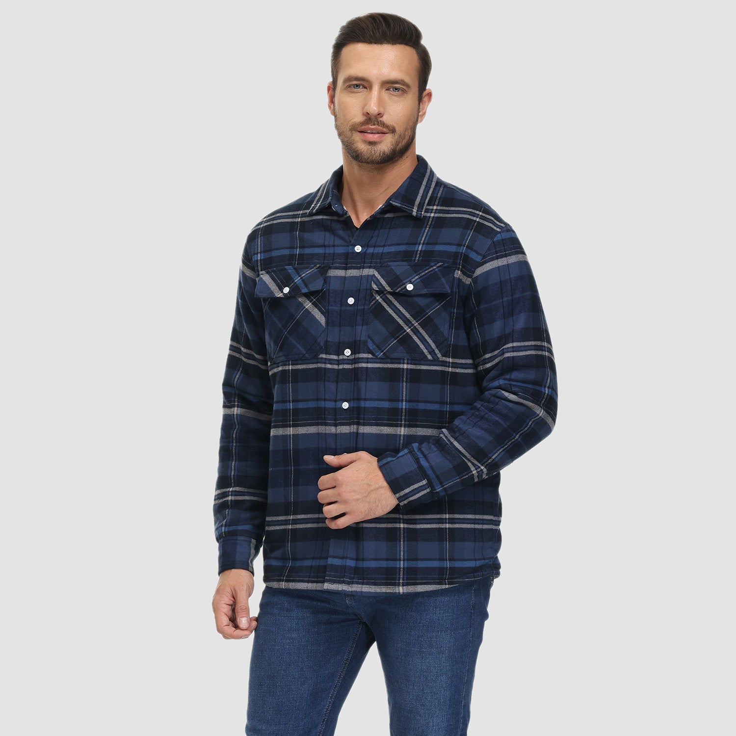 Flannel Shirt Jacket Fleece-Lined