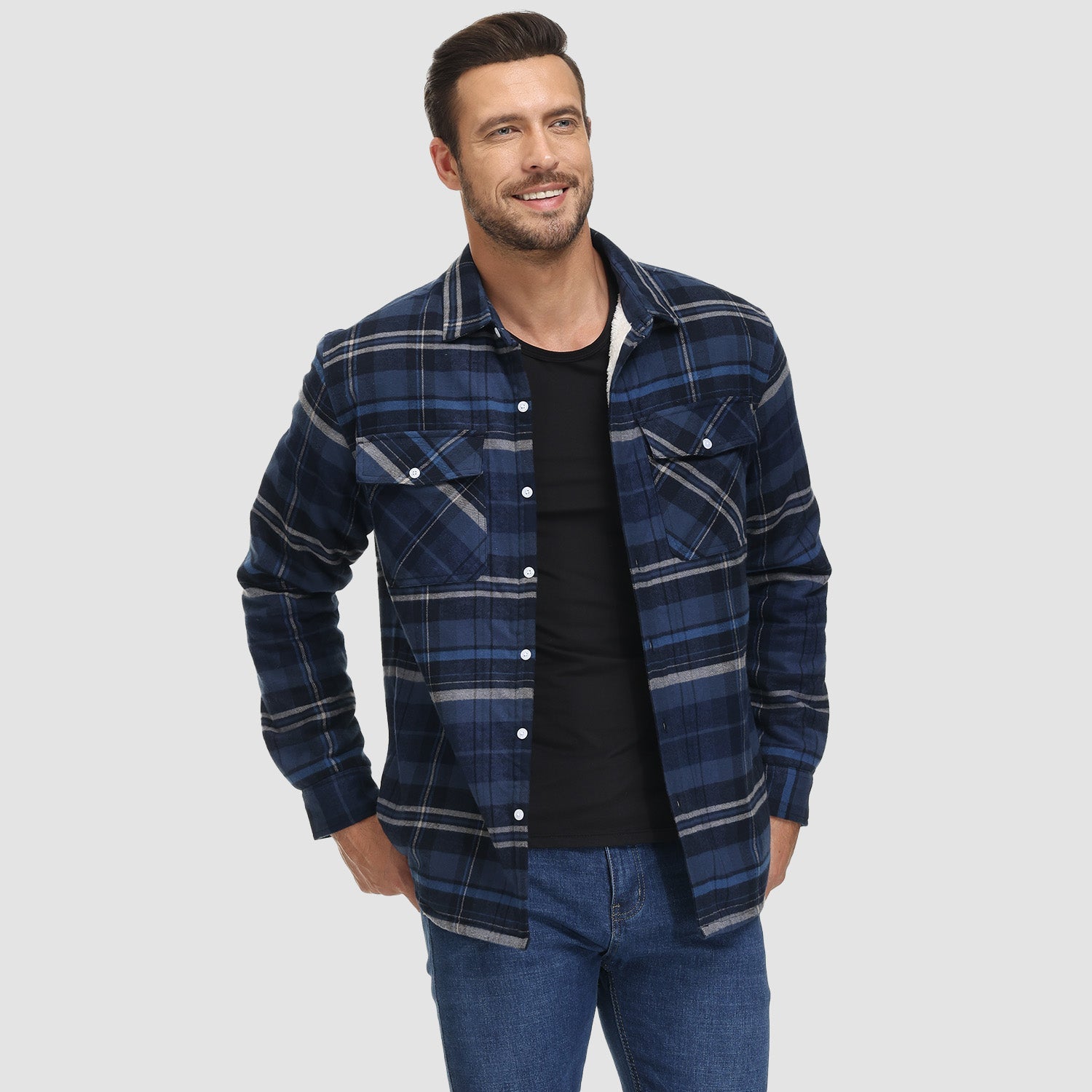Flannel Shirt Jacket Fleece-Lined