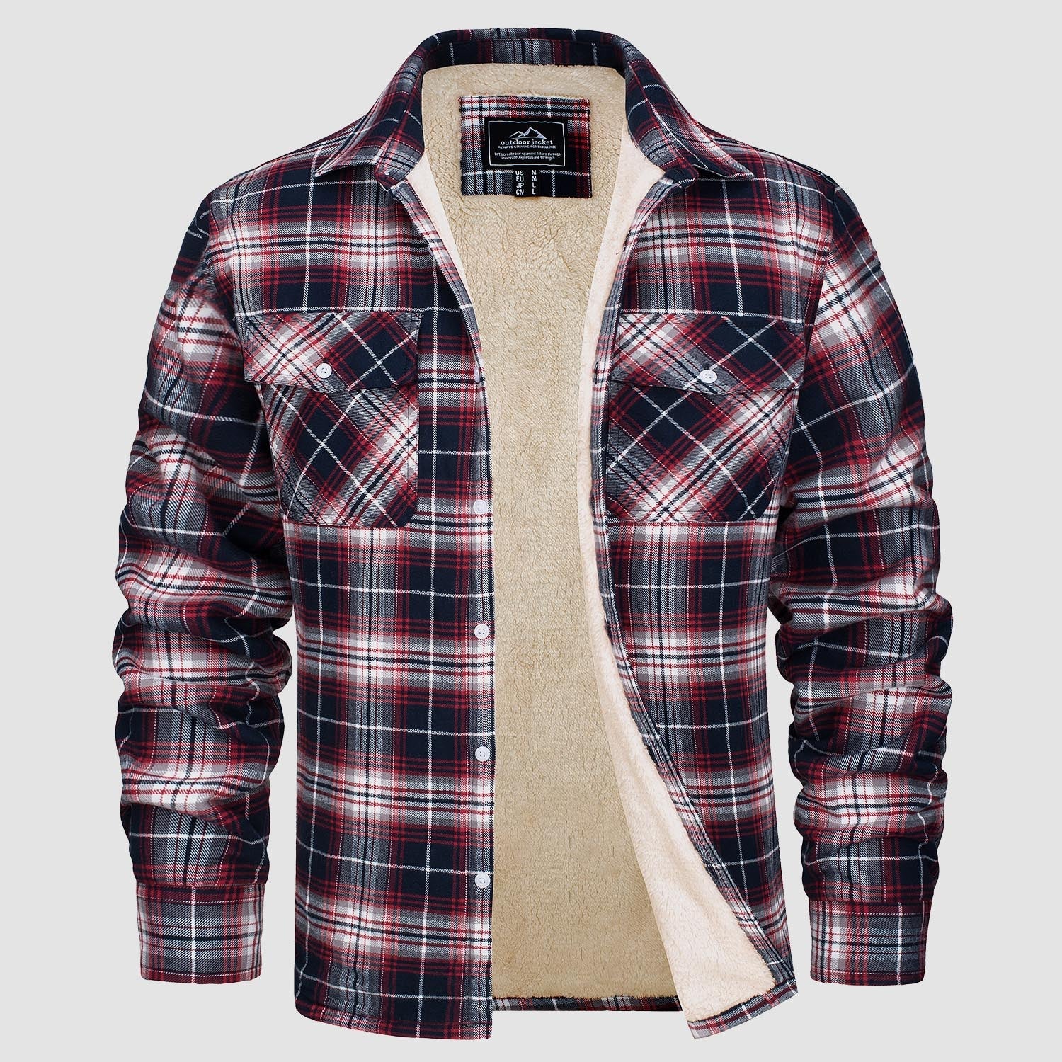 Flannel Shirt Jacket Fleece-Lined