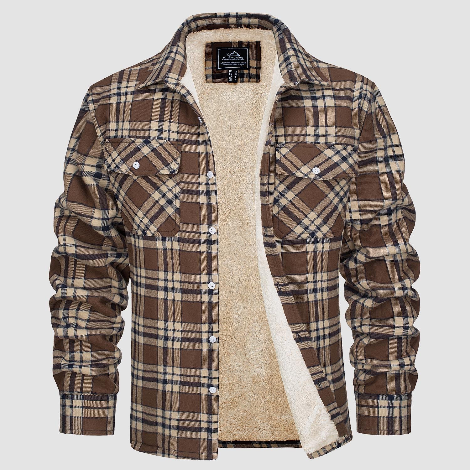Flannel Shirt Jacket Fleece-Lined