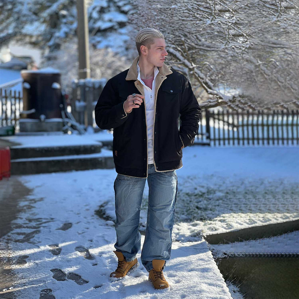 Sherpa-Lined Trucker Jacket  Cotton