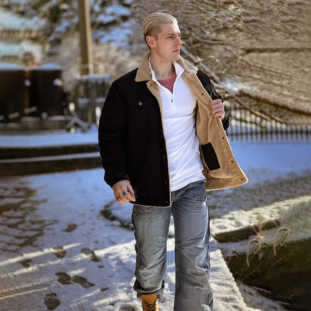 Sherpa-Lined Trucker Jacket  Cotton
