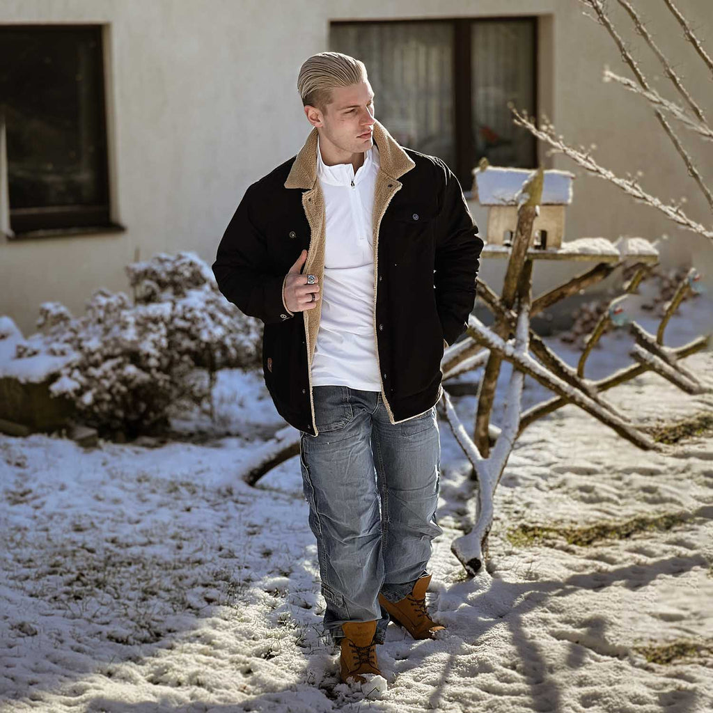 Sherpa-Lined Trucker Jacket  Cotton