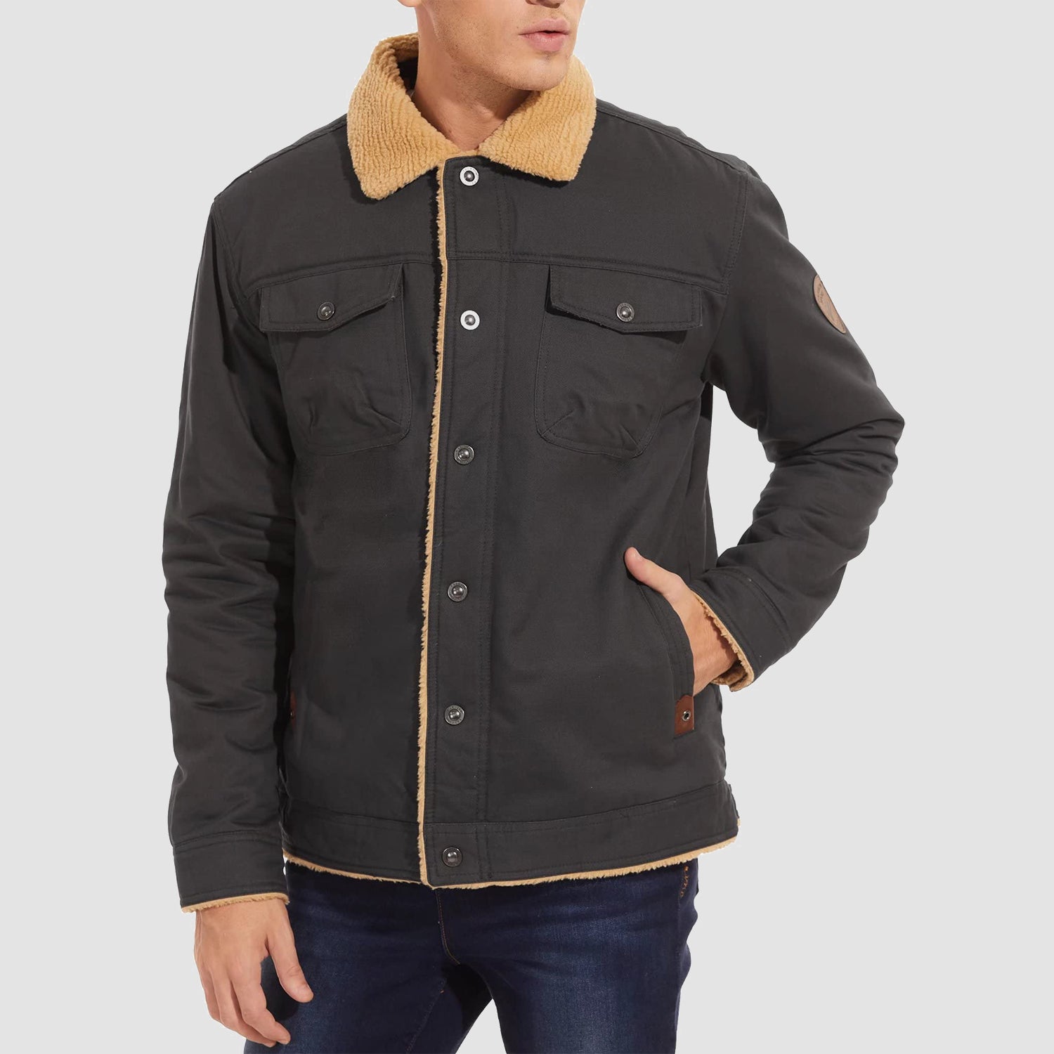 Sherpa-Lined Trucker Jacket  Cotton