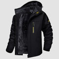 Water-resistant fleece-lined ski jacket in black, front view