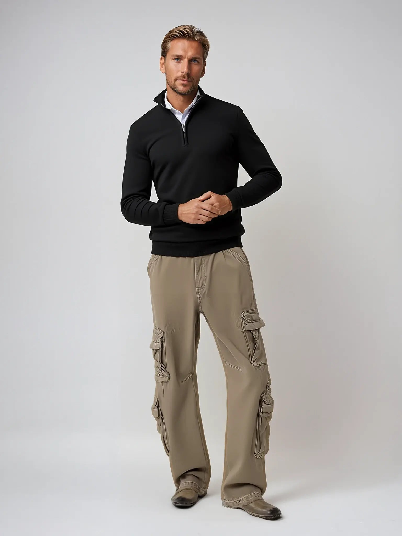 Half Zip Jumper Classic Ribbed Collar