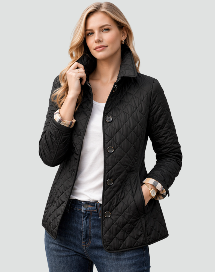 Mid-Season Quilted Jacket with Collar and Button Closure - Regular Fit 0