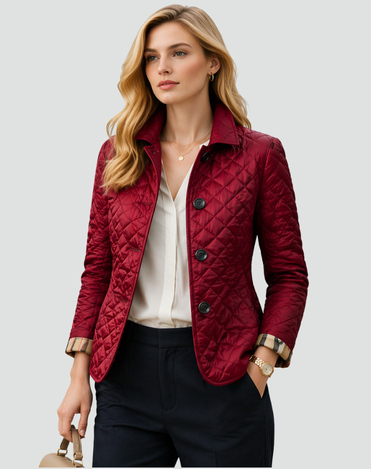 Mid-Season Quilted Jacket with Collar and Button Closure - Regular Fit 7