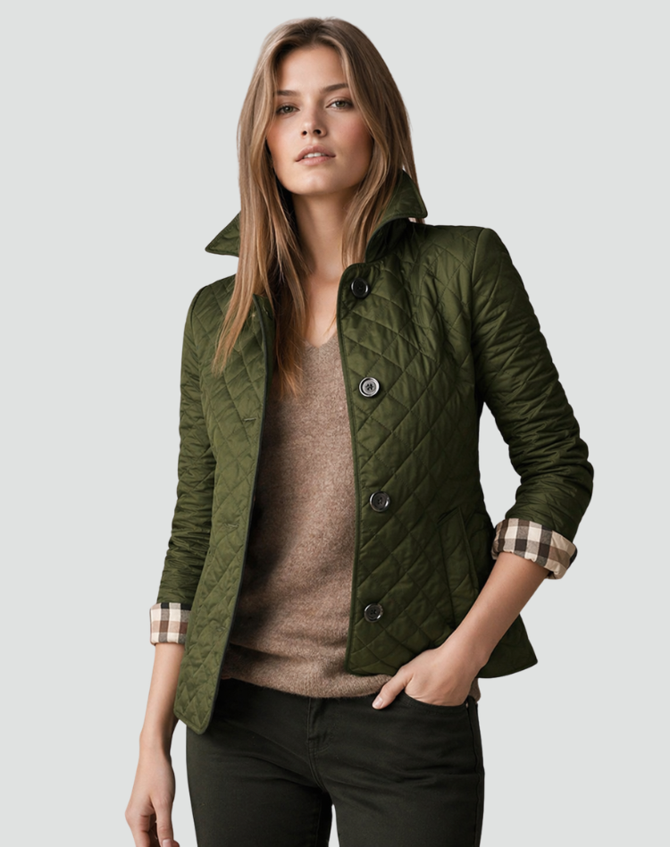Mid-Season Quilted Jacket with Collar and Button Closure - Regular Fit 8