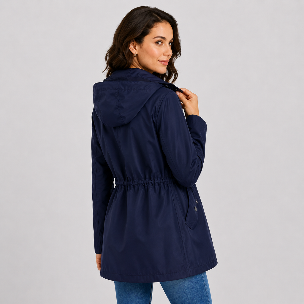 Lightweight Hooded Jacket Cinched Waist