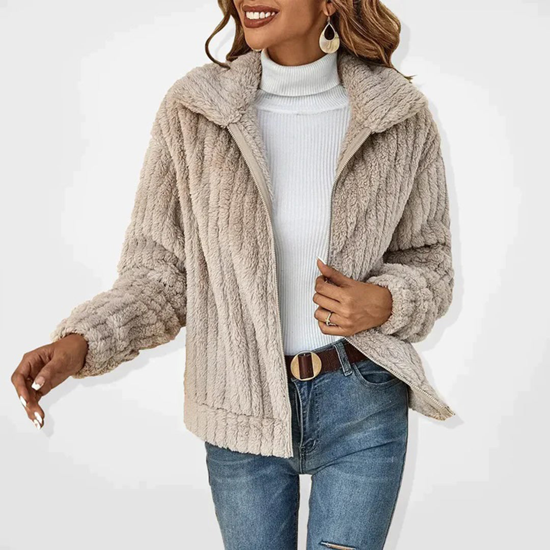 Fleece Cardigan Longline Zip Front Pockets