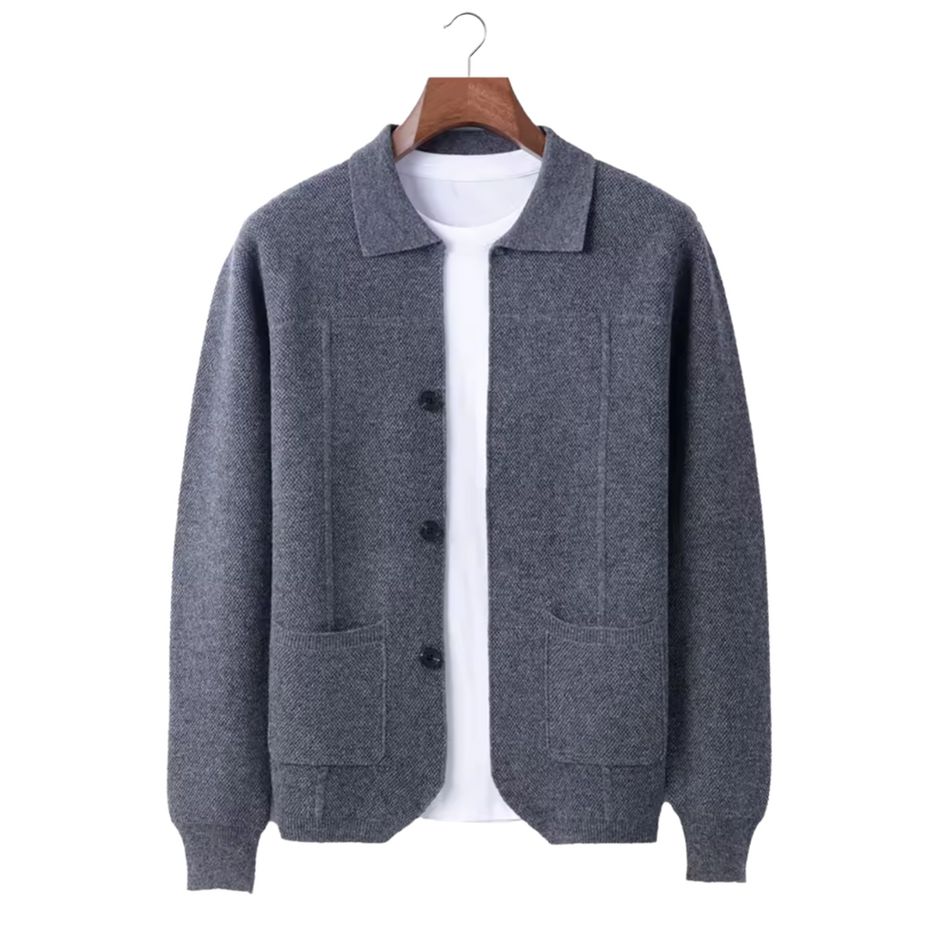 Merino wool overshirt in gray, front view