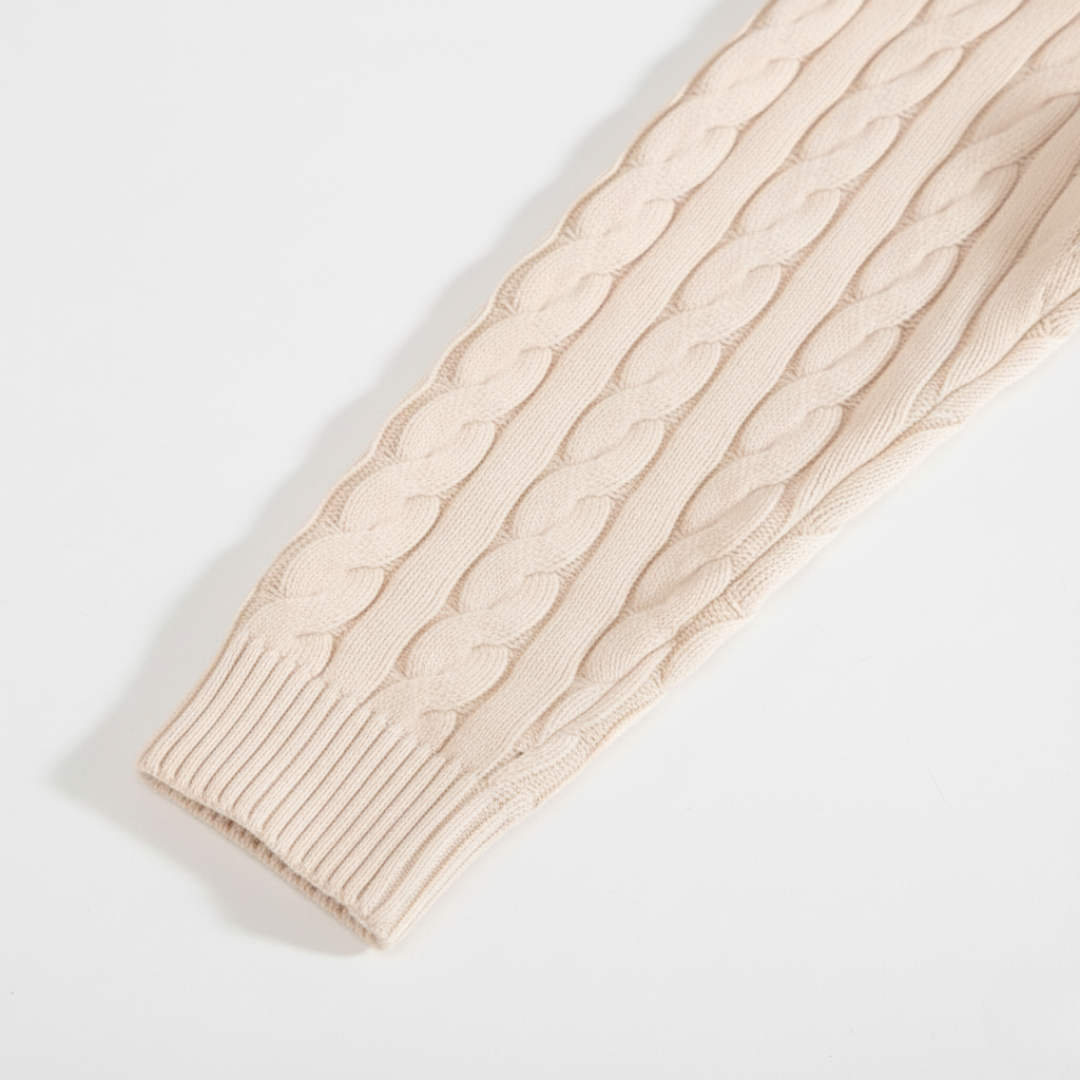 Half Zip Sweater Ribbed Cotton