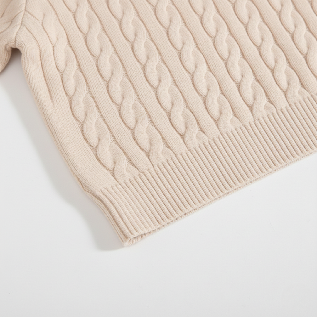 Half Zip Sweater Ribbed Cotton