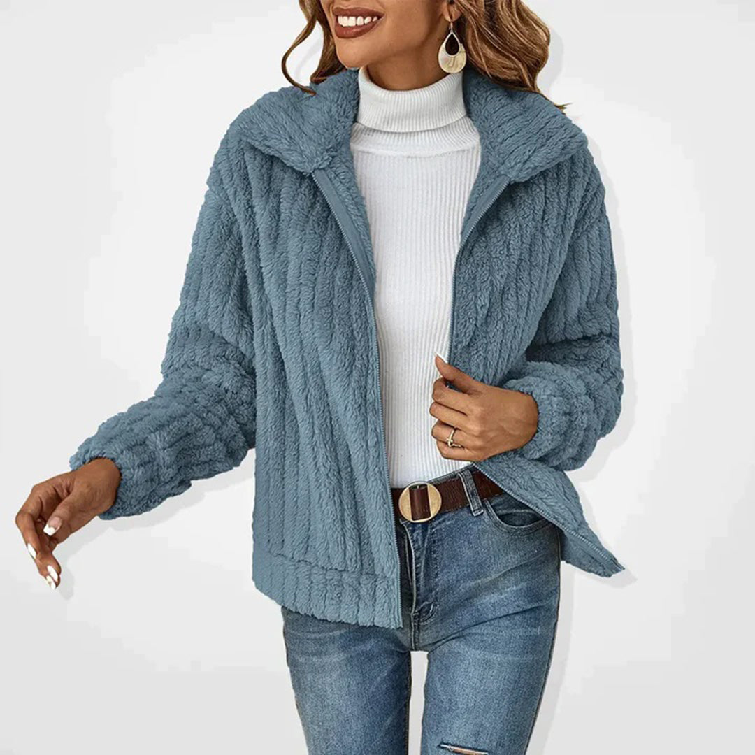Fleece Cardigan Longline Zip Front Pockets