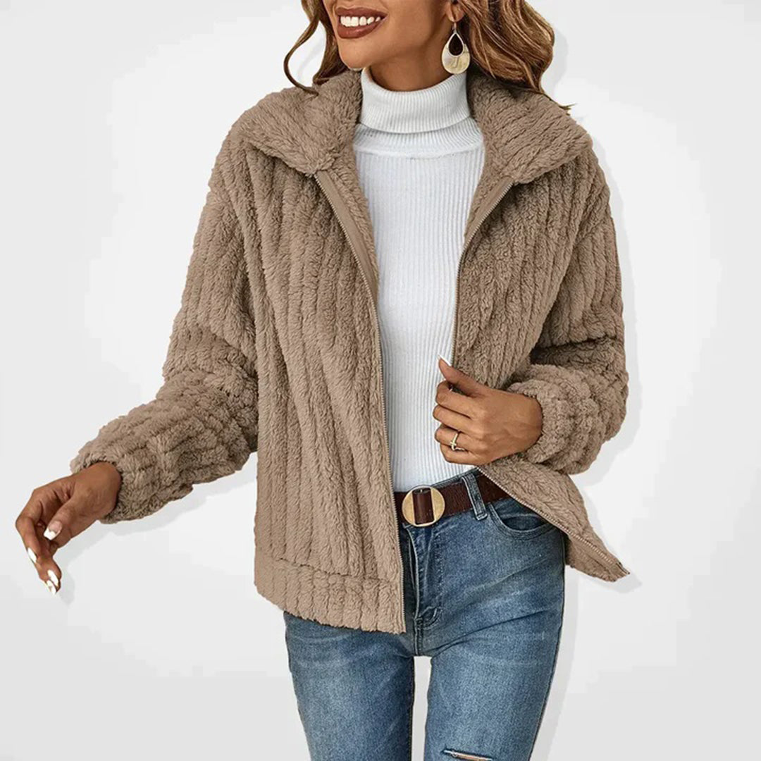 Fleece Cardigan Longline Zip Front Pockets