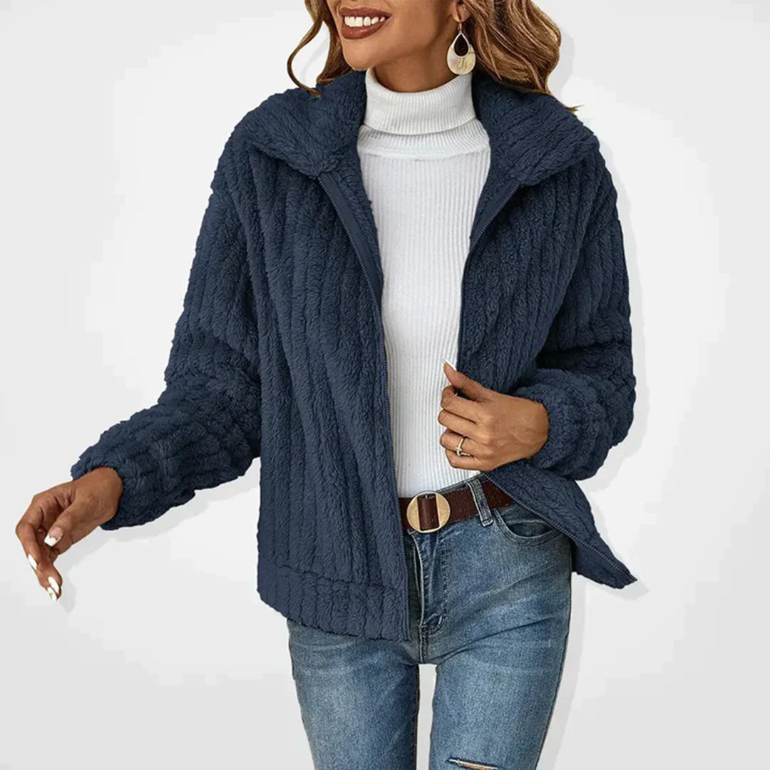 Fleece Cardigan Longline Zip Front Pockets