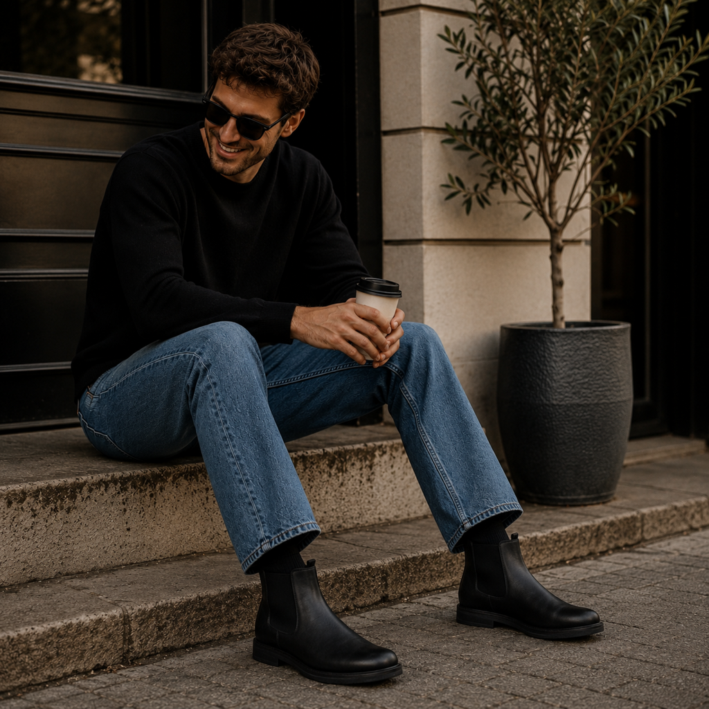 Chelsea Boots Leather-Look Elastic Side Panels