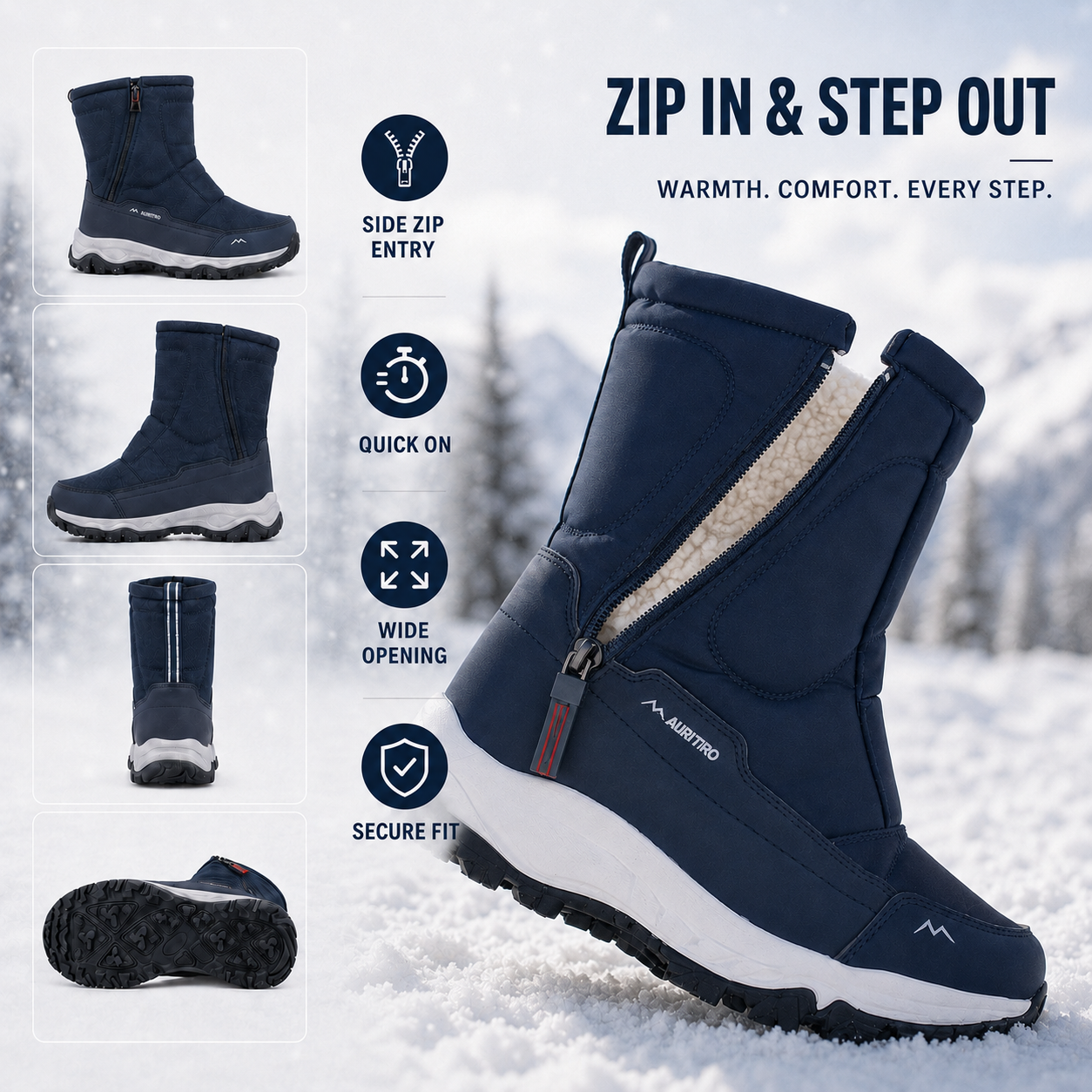 Winter Boots Insulated Waterproof Grip Sole