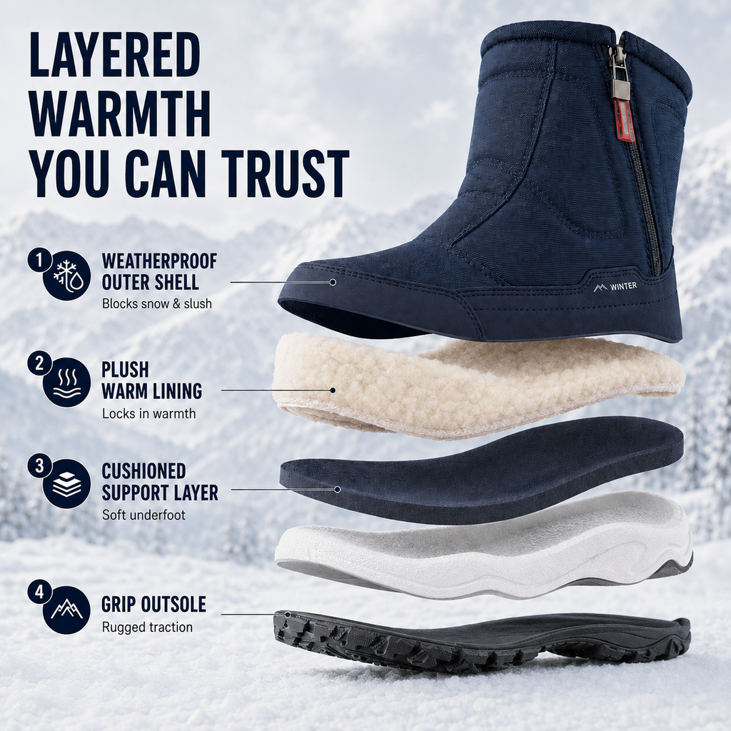 Winter Boots Insulated Waterproof Grip Sole
