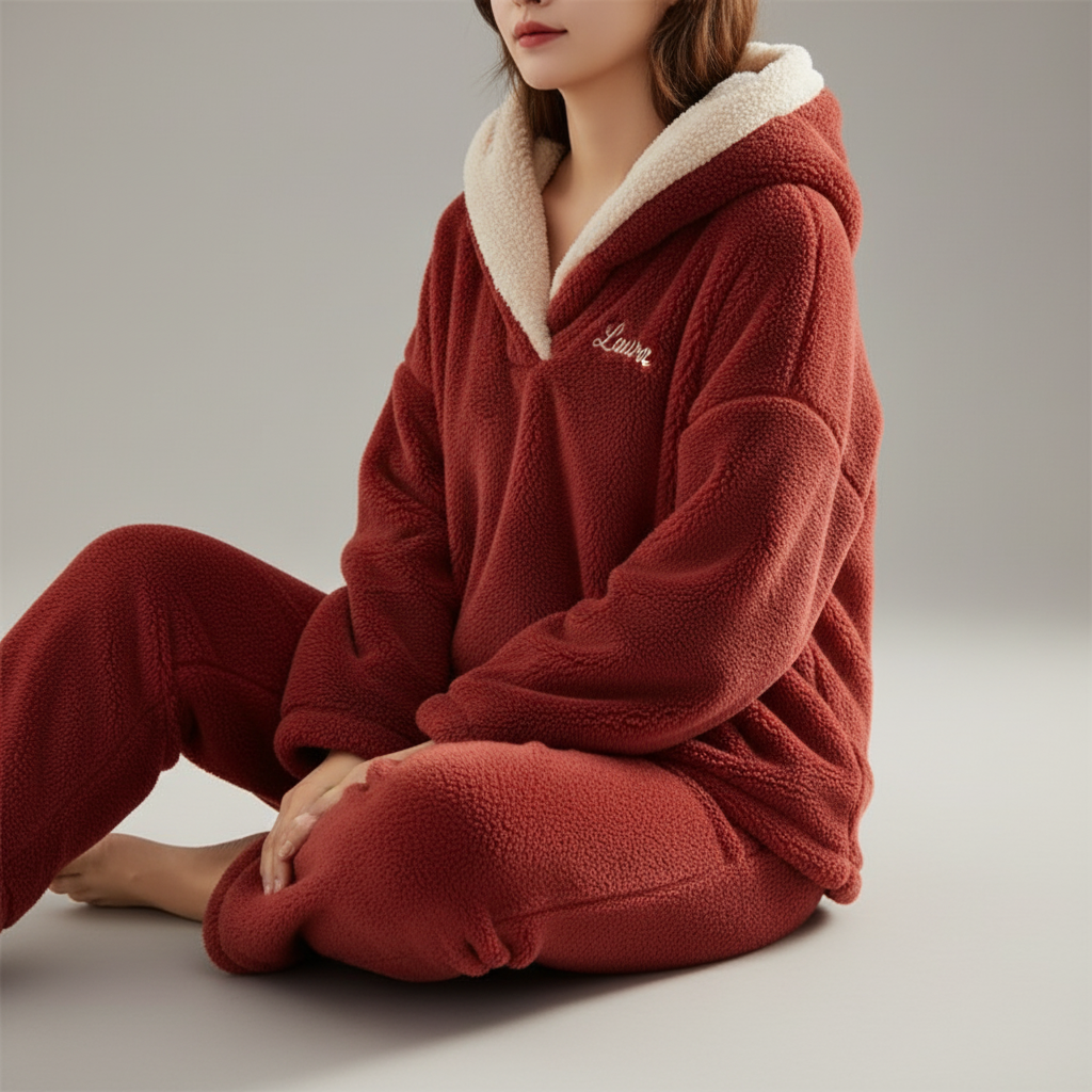 Two Piece Set Fleece Top Trousers