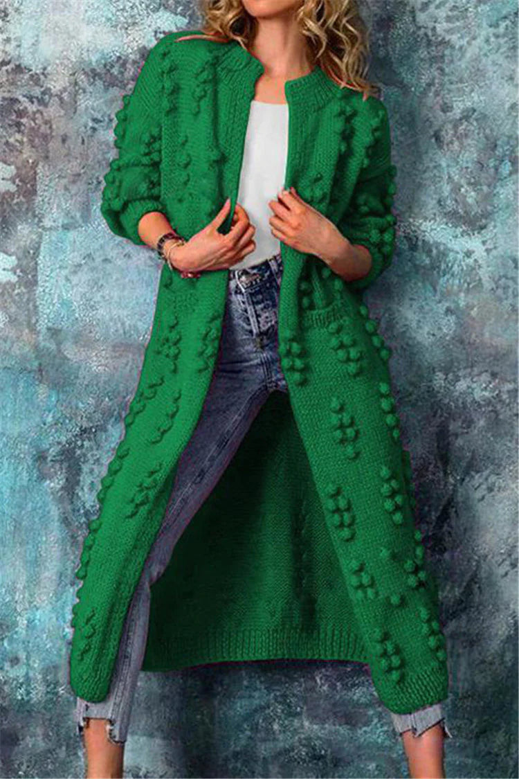 Cardigan Longline Open Front Textured Knit