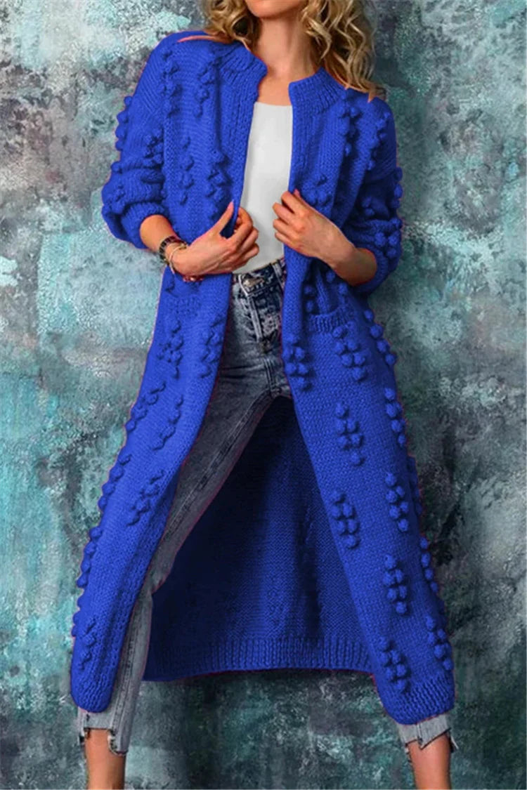 Cardigan Longline Open Front Textured Knit