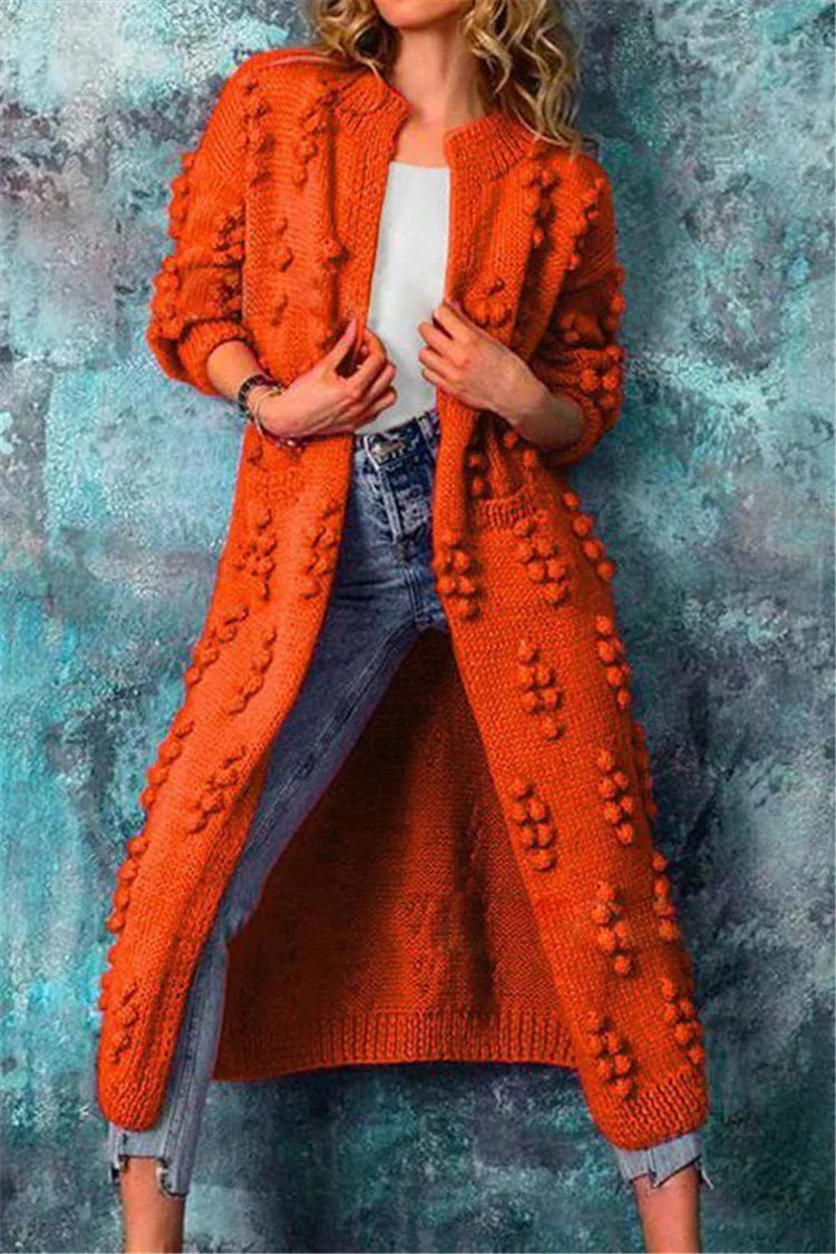Cardigan Longline Open Front Textured Knit