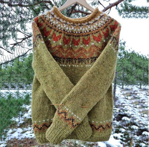 Icelandic Knit Sweater - Relaxed Vintage Layering